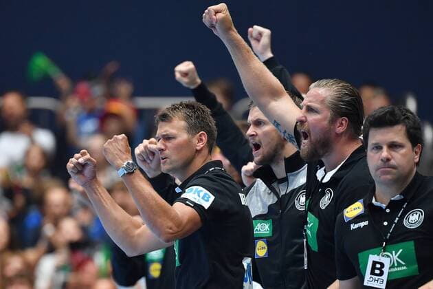 li Christian PROKOP National coach Trainer GER Oliver ROGGISCH Team manager GER Cheers Joy Enthusiasm Handball Laenderpiel der Maenner Germany GER Norway NOR on 06 06 2018 Olympiahalle in Muenchen