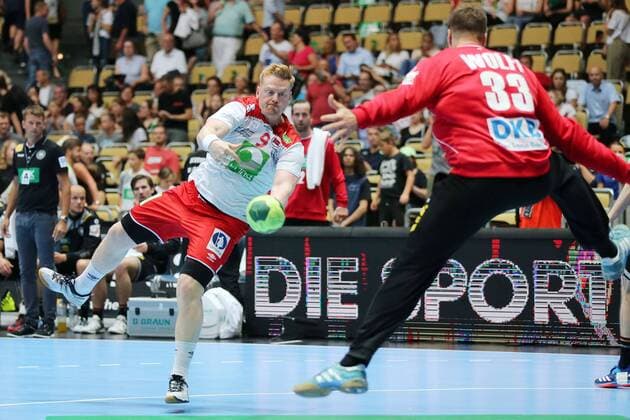 Henrik Jakobsen NOR and Andreas Wolff GER during the Laender match of the Handball men between Germany and Norway on 06 06 18 in the Olympiahalle Muenchen Test match handball men Germany Norway Muenchen Copyright: xEIBNER MarcelxEngelbrechtx EP_MET