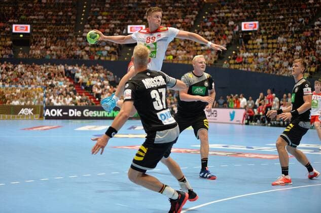 06 06 2018 xemx Handball Test match Germany Norway emspor v left Matthias Musche Germany 37 Espen Lie Hansen Norway 89 and Patrick Wiencek Germany 7 Muenchen