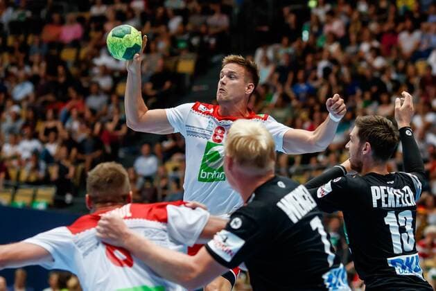Muenchen Germany 06 06 2018 Handball Laender match of the men Germany Norway Espen Lie Hansen NOR in action DeFodi507