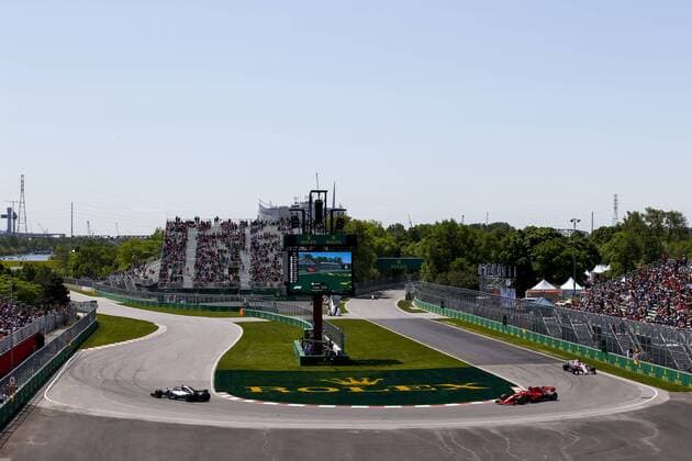 Motorsports: FIA Formula One World Championship WM Weltmeisterschaft 2018, Grand Prix of Canada , 5 Sebastian Vettel (GER, Scuderia Ferrari) 77 Valtteri Bottas (FIN, Mercedes AMG Petronas), Montreal Canada