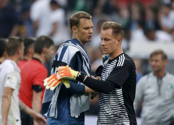 Soccer International Preparatory match Germany GER Saudi Arabia SA 2 1 at Bay Arena in Leverkusen on 08 June 2018 Goalkeeper Manuel NEUER GER li and Marc Andre ter STEGEN GER re