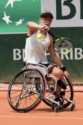 Diede De Groot (Ned) TENNIS : Internationaux de France de Roland Garros 2018 - Finale Femmes Fauteuil - Paris - 09 06 2018 JBAutissier Panoramic 