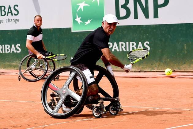 Stephane Houdet (Fra) Nicolas Peifer - Finale Double Homme Wheelchair TENNIS : Internationaux de France de Roland Garros 2018 - Finale Double Hommes Fauteuil - Paris - 09 06 2018 JBAutissier Panoramic 