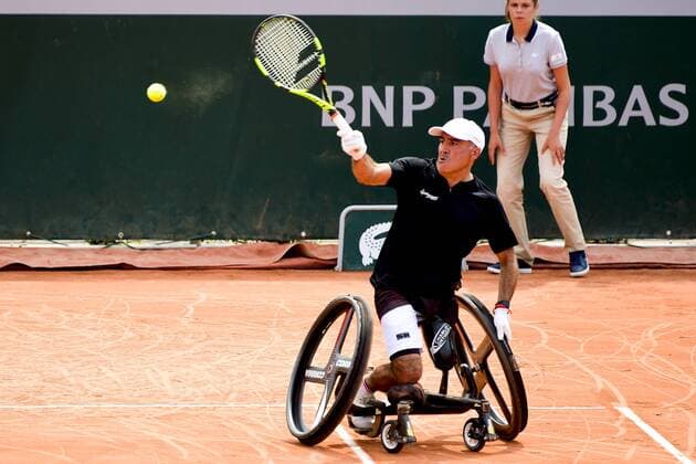 Stephane Houdet (Fra) Nicolas Peifer - Finale Double Homme Wheelchair TENNIS : Internationaux de France de Roland Garros 2018 - Finale Double Hommes Fauteuil - Paris - 09 06 2018 JBAutissier Panoramic 