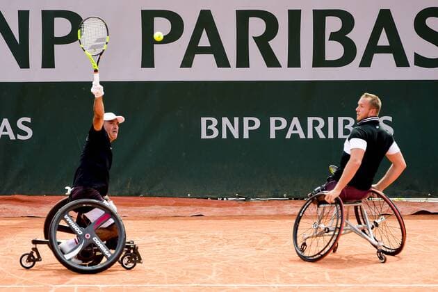 Stephane Houdet (Fra) Nicolas Peifer - Finale Double Homme Wheelchair TENNIS : Internationaux de France de Roland Garros 2018 - Finale Double Hommes Fauteuil - Paris - 09 06 2018 JBAutissier Panoramic 