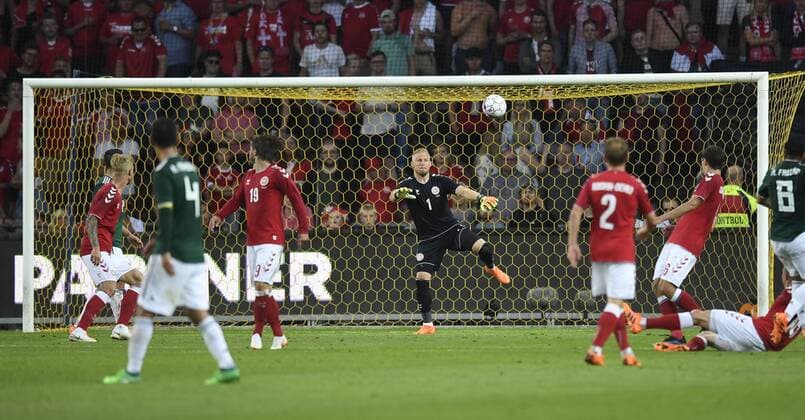 WM 2018, Testspiel, Dänemark - Mexiko Kasper Schmeichel fra Danmark under venskabs landskampen i fodbold mellem Danmark og Mexico paa Broendby Stadion, loerdag den 9. juni 2018. , Broendby Denmark  Copyright: ©LarsxMoeller LarsxMoellerx COP102 spdk20180609-223936-L