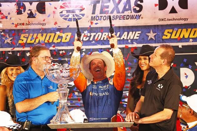 Themen der Woche - SPORT KW23 Bilder des Tages - SPORT June 9, 2018 - Fort Worth, Texas, United States of America - SCOTT DIXON (9) of New Zealand celebrates in victory lane after winning the DXC Technology 600 at Texas Motor Speedway in Fort Worth, Texas. IndyCar Indy Car IRL USA 2018: Verizon IndyCar Series DXC Technology 600 June 09 - ZUMAa161 20180609_zaa_a161_042 Copyright: xJustinxR.xNoexAspxIncx