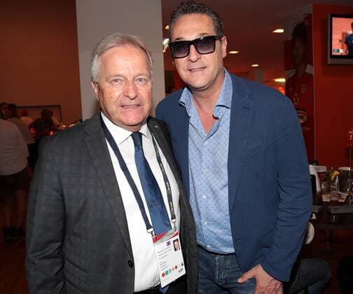 SOCCER - AUT vs BRA, test match VIENNA,AUSTRIA,10.JUN.18 - SOCCER - OEFB international match Länderspiel Austria vs Brazil, friendly match. Image shows president Leo Windtner (OEFB) and vice chancellor Heinz-Christian Strache. GEPAxpictures xWalterxLuger