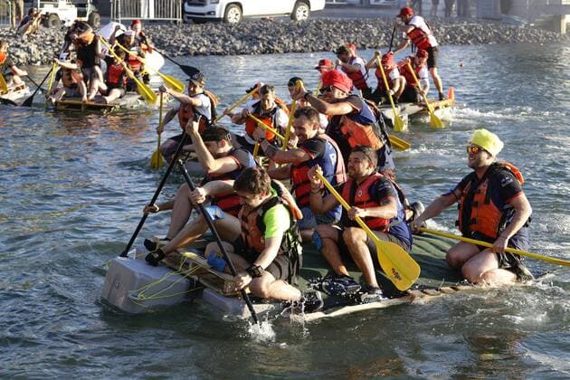 Motorsports: FIA Formula One World Championship WM Weltmeisterschaft 2018, Grand Prix of Canada The Red Bull Team in The Raft Race. Montreal Canada
