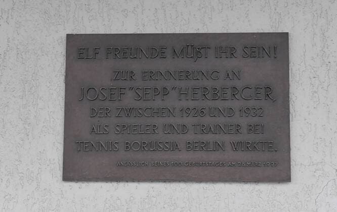 Soccer Mens Season 2017 2018 NOFV Oberliga Nord Tennis Borussia Commemorative plaque for national coach Josef Sepp Herberger in Mommsenstadion TeBe Tennis Borussia 11 12 2017 2017 Copyright: xMatthiasxKochx