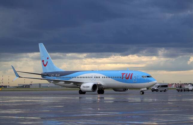 MOSCOW REGION, RUSSIA - JUNE 11, 2018: A TUI fly airliner carrying Mexico s national football team arrives at Sheremetyevo International Airport, ahead of FIFA World Cup WM Weltmeisterschaft Fussball Russia 2018. Sergei Bobylev TASS  TS0838B2