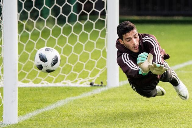 180612 Goalkeeper Jose de Jesus Corona of Mexico during a practice session ahead of the 2018 FIFA World Cup on June 12 2018 in Moscow Photo Petter Arvidson BILDBYR N Code PA 92060  Copyright: PETTERxARVIDSON BB180612PA052