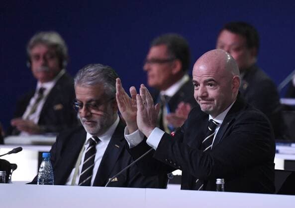 Football Mens Season 2017 18 One day before the start of the World Cup in Russia 68 FIFA Congress in Moscow Expocenter FIFA President Gianni Infantino 13 06 2018 Copyright: xMatthiasxKochx