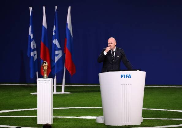 (180613) -- MOSCOW, June 13, 2018 -- FIFA President Gianni Infantino delivers a speech at the 68th FIFA Congress in Moscow, Russia, on June 13, 2018. The 68th FIFA Congress opened here on Wednesday, one day before the first match of the 2018 World Cup in Russia kicked off. ) (SP)RUSSIA-MOSCOW-68TH FIFA CONGRESS XuxZijian 