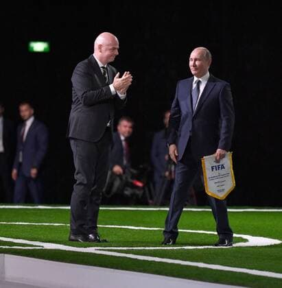 Football Men Season 2017 18 One day before the start of the World Cup in Russia 68 FIFA Congress in the Moscow Expocenter v l FIFA President Gianni Infantino Russia President Vladimir Putin 13 06 2018 Copyright: xMatthiasxKochx