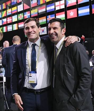 Football International FIFA Congress 2018 in Moscow 13 06 3018 Ex Footballers at Congress Iker Casillas li Spain and Luis Figo Portugal