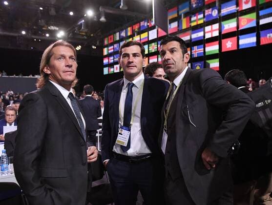 Football International FIFA Congress 2018 in Moscow 13 06 3018 Ex Footballer visits Congress Michel Salgado Spain Iker Casillas Spain and Luis Figo v li Portugal