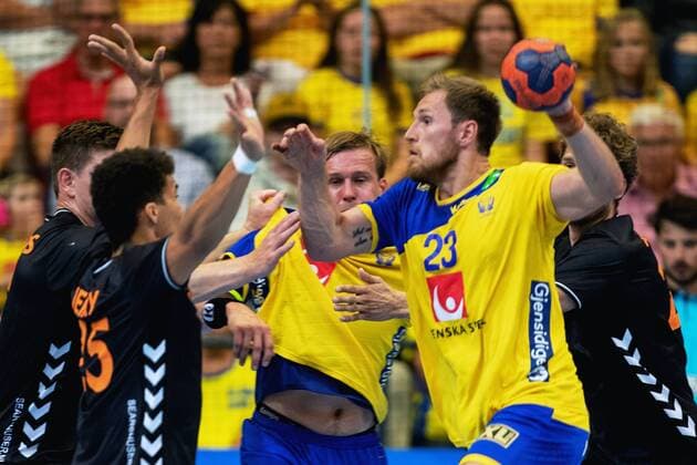180613 Swedens Albin Lagergren during the World Championships qualifier match in Sweden between Sweden and the Netherlands on June 13, 2018 in Kristianstad  Copyright: MATHILDAxAHLBERG BB180613MA020