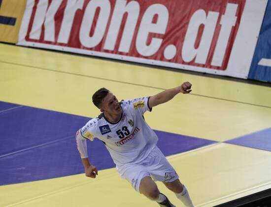 HANDBALL - IHF WC quali, AUT vs BLR VIENNA,AUSTRIA,13.JUN.18 - HANDBALL - IHF World Championship WM Weltmeisterschaft qualification, play off, international match Länderspiel Austria vs Belarus. Image shows the rejoicing of Nikola Bilyk (AUT) GEPAxpictures xChristianxOrt