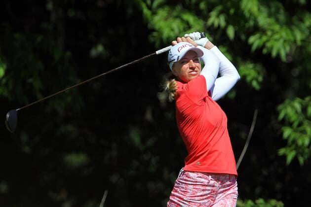 June 14, 2018 - Belmont, Michigan, United States - Sophia Popov of Heidelberg, Germany hits from the 8th tee during the first round of the Meijer LPGA Golf Damen Classic golf tournament at Blythefield Country Club in Belmont, MI, USA Thursday, June 14, 2018. Meijer LPGA Classic - Round One  - ZUMAn230 20180614_zaa_n230_794 Copyright: xAmyxLemusx