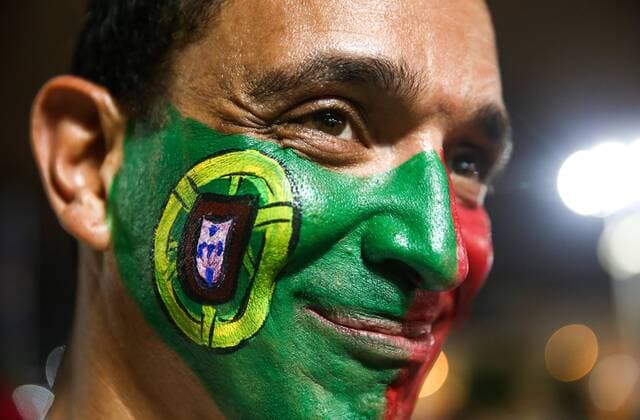 WM 2018, Fans SOCHI, RUSSIA â€“ JUNE 15, 2018: Supporter of the Portuguese national football team outside Fisht Stadium ahead of the 2018 FIFA World Cup WM Weltmeisterschaft Fussball Group B football match between Portugal and Spain. Sergei Malgavko TASS  TS084773