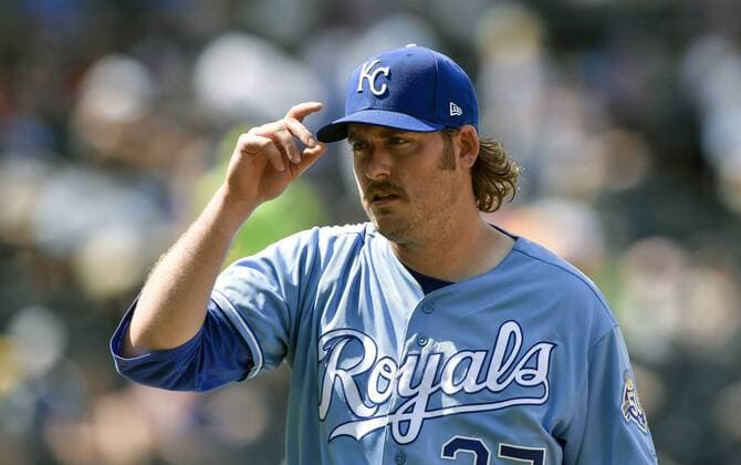 June 16, 2018 - Kansas City, MO, USA - Kansas City Royals relief pitcher Brandon Maurer in the eighth inning against the Houston Astros at Kauffman Stadium in Kansas City, Mo., on Saturday, June 16, 2018. The Astros won, 10-2. Houston at Kansas City - ZUMAm67_ 20180616_zaf_m67_010 Copyright: xJohnxSleezerx