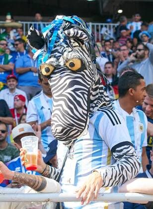 WM 2018, Fans Argentina- Iceland, Soccer, Moscow, June 16, 2018 fans, supporters, spectators, club flags, celebration. costumes, Paint on face, face painting, make-up, ARGENTINA - ICELAND 1-1 FIFA World Cup WM Weltmeisterschaft Fussball 2018 RUSSIA, Season 2018 2019, June 16, 2018 S p a r t a k Stadium in Moscow, Russia. Photo: MAGICS Peter Schatz