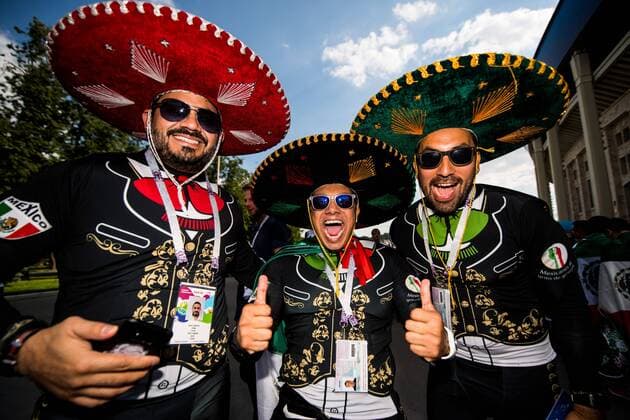 WM 2018, Fans 180617 Fans of Mexico outside the stadium prior the FIFA World Cup WM Weltmeisterschaft Fussball group stage match between Germany and Mexico on June 17, 2018 in Moscow. Photo: Petter Arvidson BILDBYRAN kod PA 92069 *** 180617 Fans of Mexico outside the stadium before the FIFA World Cup group stage match between Germany and Mexico on June 17, 2018 in Moscow Photo Petter Arvidson BILDBYRAN Code PA 92069  Copyright: PETTERxARVIDSON BB180617PA015