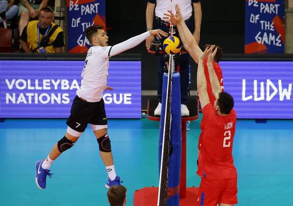 Stuttgart Volleyball Nations League Germany vs Russia left David Sossenheimer Germany