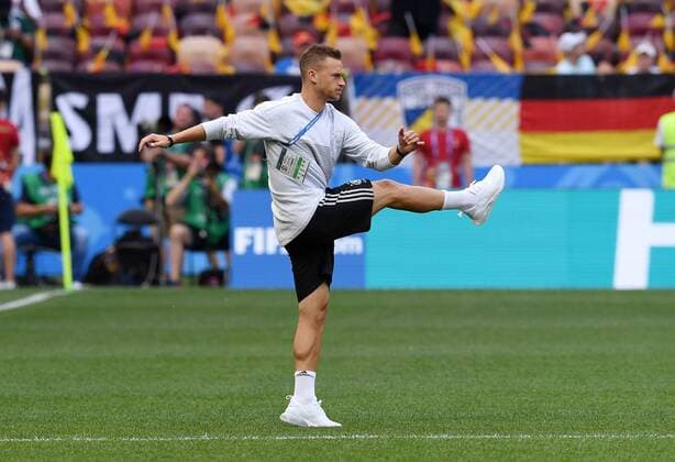 FIFA World Cup 2018 Preliminary Round Group F 17 06 2018 Germany Mexico Joshua Kimmich Germany is out in front of the match on the pitch at the Luzhniki Stadium