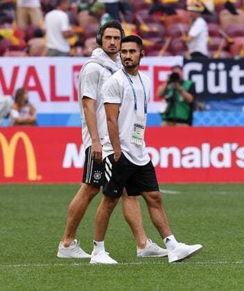 FIFA World Cup 2018 Preliminary Round Group F 17 06 2018 Germany Mexico Ilkay Guendogan in front and Mats Hummels in the back both Germany come before the game focused on the field of the Luzhniki Stadium