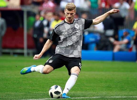 German forward Timo Werner warms up prior to the FIFA World Cup WM Weltmeisterschaft Fussball 2018 Group F soccer match between Germany and Mexico, in Moscow, Russia, 17 June 2018. GERMANY VS. MEXICO !ACHTUNG: NUR REDAKTIONELLE NUTZUNG!  Copyright: xJosexMendezx FWC09-55 20180617-636648504740822430