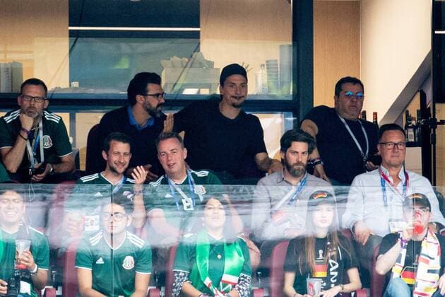 180617 Zlatan Ibrahimovic and Mino Raiola during the FIFA World Cup group stage match between Germany and Mexico on June 17, 2018 in Moscow Photo Petter Arvidson BILDBYRAN Code PA 92069  Copyright: PETTERxARVIDSON BB180617PA041