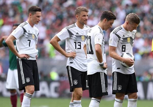 FUSSBALL WM 2018 Preliminary Group F Germany Mexico 17 06 2018 Julian Draxler Thomas Mueller Messt Oezil and Toni Kroos v l all Germany