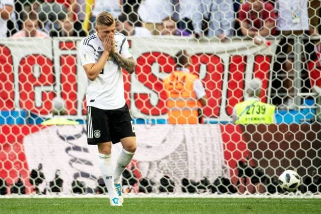 Themen der Woche - SPORT KW25 Bilder des Tages - SPORT 180617 Toni Kroos of Germany looks dejected during the FIFA World Cup WM Weltmeisterschaft Fussball group stage match between Germany and Mexico on June 17, 2018 in Moscow. Photo: Petter Arvidson BILDBYRAN kod PA 92069 *** 180617 Toni Kroos of Germany looks dejected during the FIFA World Cup group stage match between Germany and Mexico on June 17, 2018 in Moscow Photo Petter Arvidson BILDBYRAN Code PA 92069  Copyright: PETTERxARVIDSON BB180617PA070