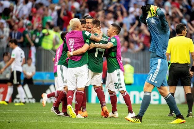 180617 Players of Mexico celebrates after the FIFA World Cup group stage match between Germany and Mexico on June 17, 2018 in Moscow Photo Petter Arvidson BILDBYRAN Code PA 92069  Copyright: PETTERxARVIDSON BB180617PA081