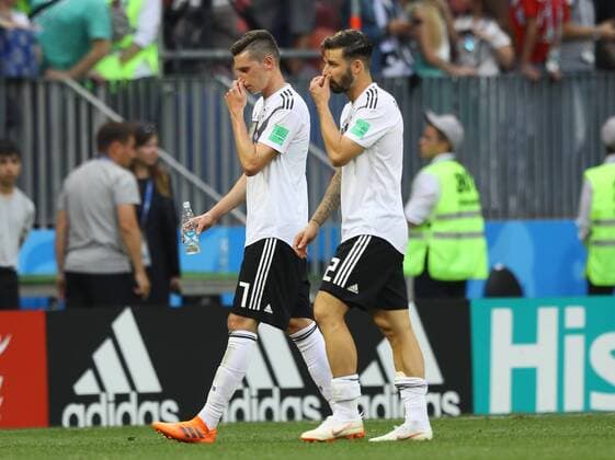 Julian Draxler Germany Germany and Marvin Plattenhardt Germany Germany disappointed 17 06 2018 Germany vs Mexico Luschniki Stadium Moscow