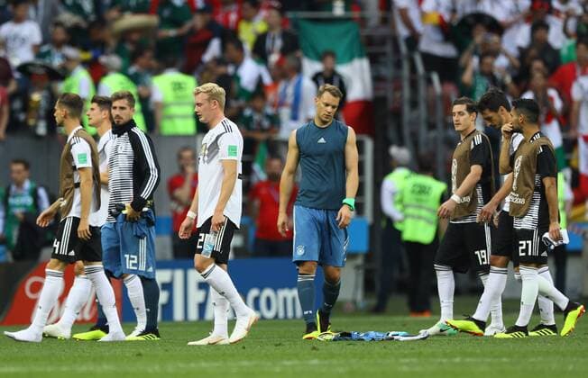 Frustrated faces at the German team 17 06 2018 Germany vs Mexico Luschniki Stadium Moscow
