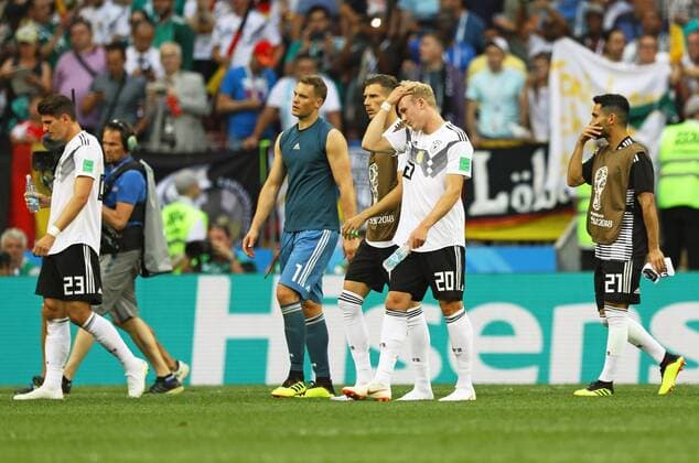 Mario Gomez Germany Germany Goalkeeper Manuel Neuer Germany Germany Leon Goretzka Germany Germany Julian Brandt Germany Germany Ilkay Guendogan Germany Germany sneak disappointed with 17 06 2018 Germany vs Mexico Luschniki Stadium Moscow
