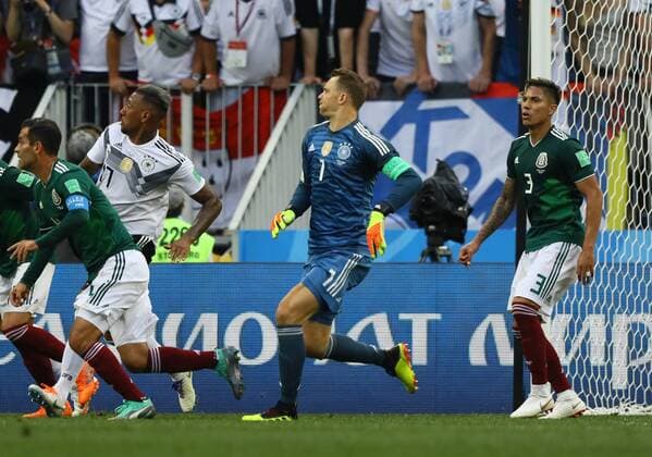 Goalkeeper Manuel Neuer Germany Germany in attack shortly before the end 17 06 2018 Germany vs Mexico Luschniki Stadium Moscow