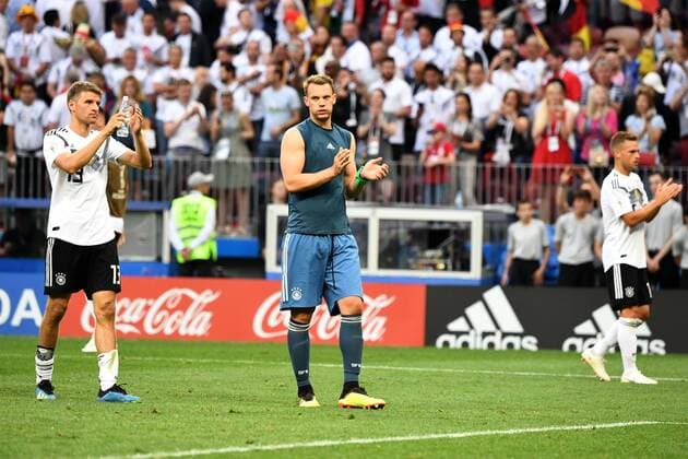 Soccer Men Season 2017 18 World Championships in Russia Group F 1 Gameday Luschniki Stadium Moscow Germany Mexico Disappointment after Quit Thomas Müller Nr 13 Germany TW Manuel Neuer Nr 1 Germany Joshua Kimmich Nr 18 Germany 17 06 2018 Copyright: xMatthiasxKochx