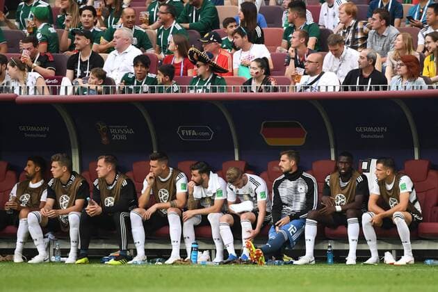 Soccer Men Season 2017 18 World Championship in Russia Group F 1 Gameday Luschniki Stadium Moscow Germany Mexico Sami Khedira No 6 Germany Matthias Ginter No 4 Germany TW Marc Andre ter Stegen No 22 Germany Niklas Süle No 15 Germany Marvin Plattenhardt No 2 Germany Julian Brandt Nr 20 Germany TW Kevin Trapp No. 12 Germany Antonio Rüdiger No. 16 Germany and Leon Goretzka No. 14 Germany on the bench 17 06 2018 Copyright: xMatthiasxKochx