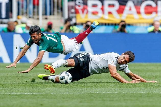 Moscow Russia 17 06 2018 FIFA World Cup Group F Germany Mexico Carlos Vela MEX and Mats Hummels GER in a duel DeFodi507