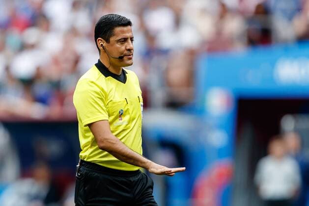 Moscow Russia 17 06 2018 FIFA World Cup Group F Germany Mexico referee Alireza Faghani gestures gestures DeFodi507