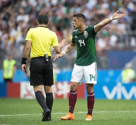 June 17, 2018 - Moscow, Russia - Javier Hernandez of Mexico reacts during the 2018 FIFA World Cup WM Weltmeisterschaft Fussball Russia Group F match between Germany and Mexico at Luzhniki Stadium in Moscow, Russia on June 17, 2018 Germany v Mexico : Group F - 2018 FIFA World Cup Russia  - ZUMAn230 20180617_zaa_n230_1033 Copyright: xAndrewxSurmax