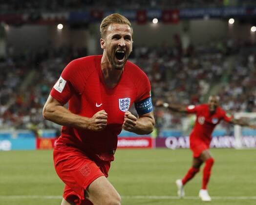 WM 2018, Tunesien - England Harry Kane of England celebrates scoring his winning goal during the FIFA World Cup WM Weltmeisterschaft Fussball 2018 Group G match at the Volgograd Arena, Volgograd. Picture date 18th June 2018. Picture credit should read: David Klein Sportimage EDITORIAL USE ONLY. No use with unauthorised audio, video, data, fixture lists, club league logos or live services. Online in-match use limited to 120 images, no video emulation. No use in betting, games or single club league player publications.