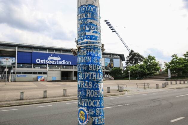 Germany Rockstock football 3 league exterior of the Ostseestadion sticker of Suptras Rostock