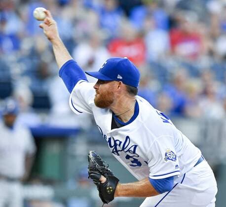 June 18, 2018 - Kansas City, MO, USA - Kansas City Royals starting pitcher Ian Kennedy throws in the first inning during Monday s baseball game against the Texas Rangers on June 18, 2018, at Kauffman Stadium in Kansas City, Mo. Rangers vs Royals - ZUMAm67_ 20180618_zaf_m67_009 Copyright: xJohnxSleezerx