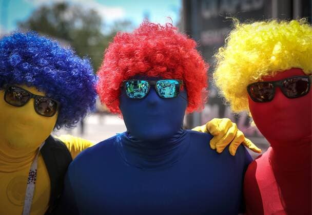 WM 2018, Fans SARANSK, RUSSIA - JUNE 19, 2018: Team Colombia s fans ahead of the 2018 FIFA World Cup WM Weltmeisterschaft Fussball First Stage Group H football match between Colombia and Japan. Stanislav Krasilnikov TASS  TS0850A4